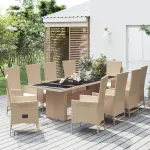 Set mobilier de grădină cu perne, 11 piese, bej, poliratan GartenMobel Dekor