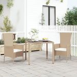 Set mobilier de grădină cu perne, 3 piese, bej, poliratan GartenMobel Dekor