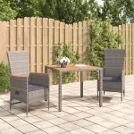 Set mobilier de grădină cu perne, 3 piese, gri, poliratan GartenMobel Dekor