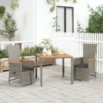 Set mobilier de grădină cu perne, 3 piese, gri, poliratan GartenMobel Dekor