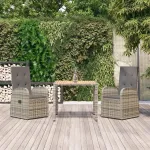 Set mobilier de grădină cu perne, 3 piese, gri, poliratan GartenMobel Dekor