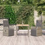 Set mobilier de grădină cu perne, 3 piese, gri, poliratan GartenMobel Dekor