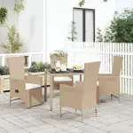 Set mobilier de grădină cu perne, 5 piese, bej, poliratan GartenMobel Dekor