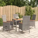 Set mobilier de grădină cu perne, 5 piese, gri, poliratan GartenMobel Dekor