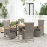 Set mobilier de grădină cu perne, 5 piese, gri, poliratan GartenMobel Dekor