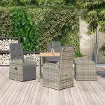 Set mobilier de grădină cu perne, 5 piese, gri, poliratan GartenMobel Dekor
