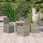 Set mobilier de grădină cu perne, 5 piese, gri, poliratan GartenMobel Dekor