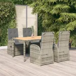 Set mobilier de grădină cu perne, 5 piese, gri, poliratan GartenMobel Dekor