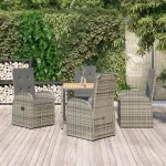 Set mobilier de grădină cu perne, 5 piese, gri, poliratan GartenMobel Dekor