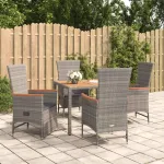Set mobilier de grădină cu perne, 5 piese, gri, poliratan GartenMobel Dekor