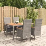 Set mobilier de grădină cu perne, 5 piese, gri, poliratan GartenMobel Dekor