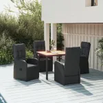 Set mobilier de grădină cu perne, 5 piese, negru, poliratan GartenMobel Dekor