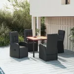 Set mobilier de grădină cu perne, 5 piese, negru, poliratan GartenMobel Dekor