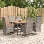 Set mobilier de grădină cu perne, 7 piese, gri, poliratan GartenMobel Dekor