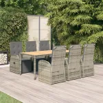 Set mobilier de grădină cu perne, 7 piese, gri, poliratan GartenMobel Dekor