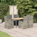 Set mobilier de grădină cu perne, 7 piese, gri, poliratan GartenMobel Dekor