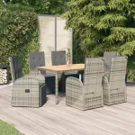 Set mobilier de grădină cu perne, 7 piese, gri, poliratan GartenMobel Dekor