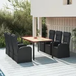 Set mobilier de grădină cu perne, 7 piese, negru, poliratan GartenMobel Dekor