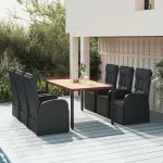 Set mobilier de grădină cu perne, 7 piese, negru, poliratan GartenMobel Dekor