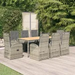 Set mobilier grădină cu perne, 9 piese, gri, poliratan GartenMobel Dekor