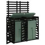 Magazie dublă depozitare coș de gunoi, negru, lemn masiv pin GartenMobel Dekor