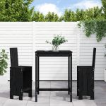 Set bar de grădină, 3 piese, negru, lemn masiv de pin GartenMobel Dekor
