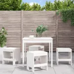 Set de dining pentru grădină, 5 piese, alb, lemn masiv de pin GartenMobel Dekor