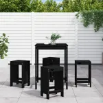 Set mobilier bar de grădină, 5 piese, negru, lemn masiv de pin GartenMobel Dekor