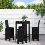 Set mobilier bar de grădină, 5 piese, negru, lemn masiv de pin GartenMobel Dekor