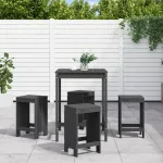 Set mobilier bar pentru grădină, 5 piese, gri, lemn masiv pin GartenMobel Dekor