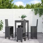 Set mobilier bar pentru grădină, 5 piese, gri, lemn masiv pin GartenMobel Dekor