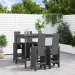 Set mobilier bar pentru grădină, 5 piese, gri, lemn masiv pin GartenMobel Dekor