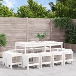 Set mobilier de grădină, 13 piese, alb, lemn masiv de pin GartenMobel Dekor