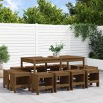 Set mobilier de grădină, 13 piese, maro miere, lemn masiv pin GartenMobel Dekor