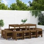 Set mobilier de grădină, 13 piese, maro miere, lemn masiv pin GartenMobel Dekor