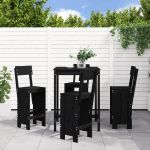 Set mobilier bar de grădină, 5 piese, negru, lemn masiv de pin GartenMobel Dekor