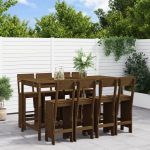 Set mobilier bar de grădină, 9 piese, maro miere lemn masiv pin GartenMobel Dekor