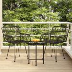 Set mobilier de grădină, 3 piese, negru, poliratan GartenMobel Dekor