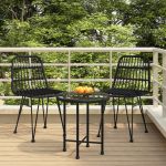 Set mobilier de grădină, 3 piese, negru, poliratan GartenMobel Dekor