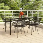 Set mobilier de grădină, 5 piese, negru, poliratan GartenMobel Dekor