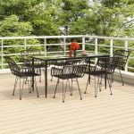 Set mobilier de grădină, 7 piese, negru, poliratan GartenMobel Dekor