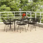 Set mobilier de grădină, 7 piese, negru, poliratan GartenMobel Dekor