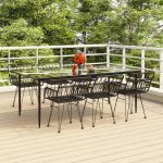Set mobilier de grădină, 7 piese, negru, poliratan GartenMobel Dekor