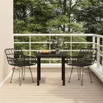 Set mobilier de grădină, 3 piese, negru, poliratan GartenMobel Dekor