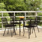 Set mobilier de grădină, 5 piese, negru, poliratan GartenMobel Dekor