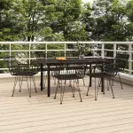 Set mobilier de grădină, 7 piese, negru, poliratan GartenMobel Dekor