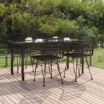 Set mobilier de grădină, 5 piese, negru, poliratan GartenMobel Dekor