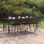 Set mobilier de grădină, 7 piese, negru, poliratan GartenMobel Dekor
