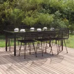Set mobilier de grădină, 7 piese, negru, poliratan GartenMobel Dekor