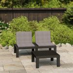 Set mobilier de grădină cu perne, 2 piese, gri, plastic GartenMobel Dekor